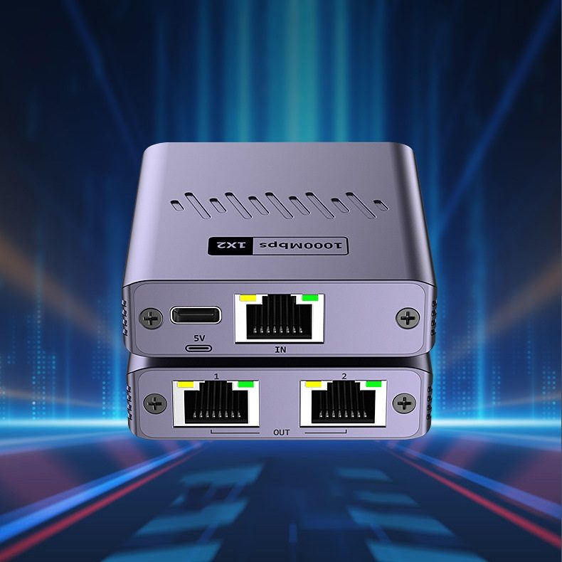 NT-SPW3-1000-M2 | 1-In/2-Out Gigabit Ethernet Splitter/Hub