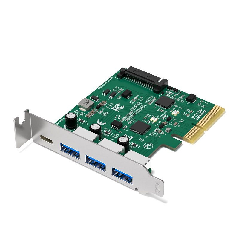 PCIE-3A1C-10G | 4-Port USB 3.2 Controller Card - 3 USB-A and 1 USB-C (10Gbps)
