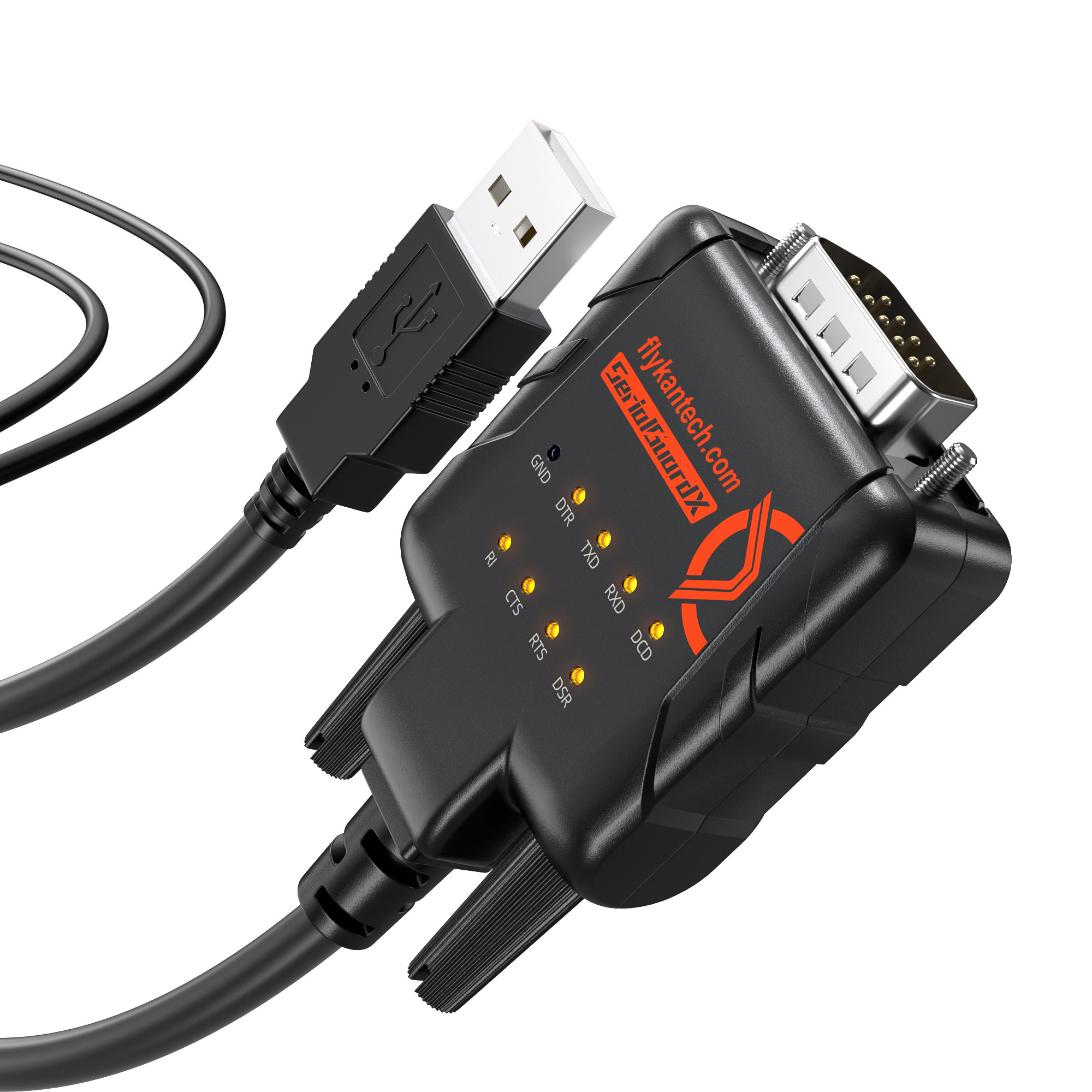 RS232-ESD9A FTDI USB to RS232 Adapter with 9 LED Monitoring and ESD Protection