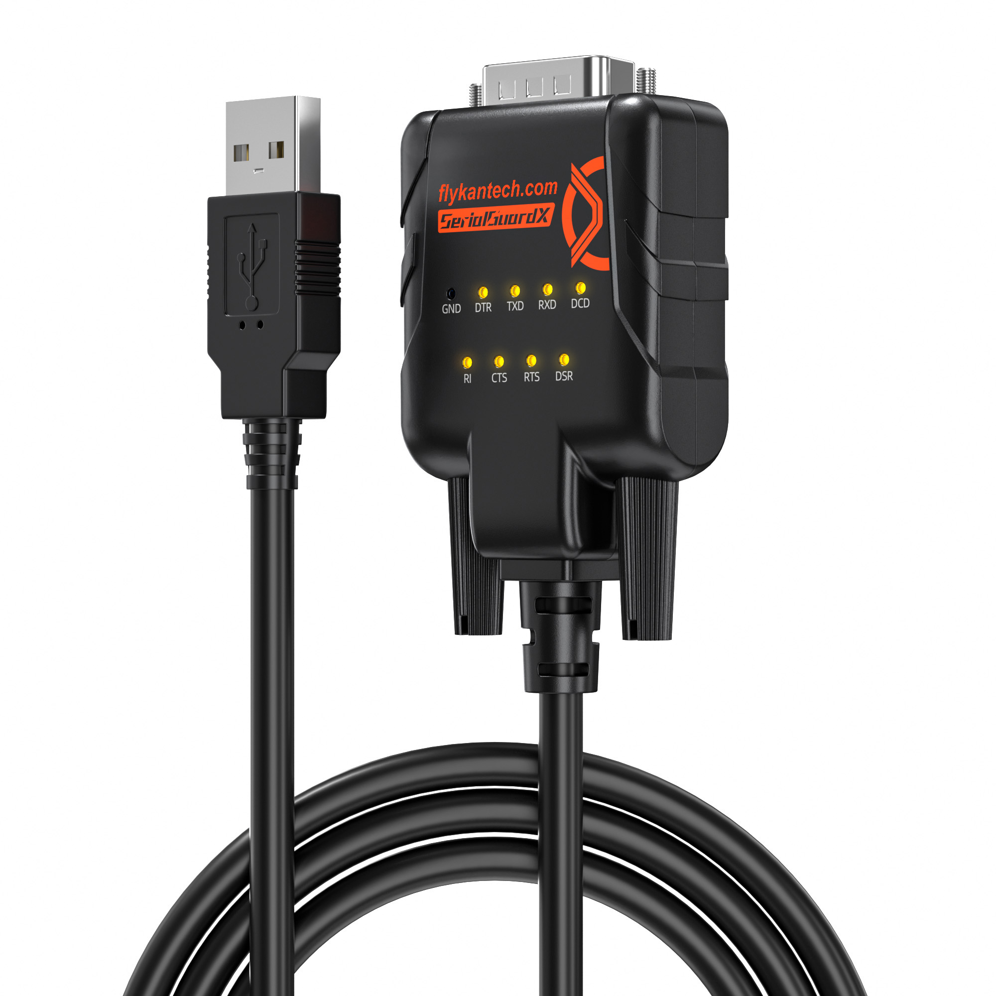 RS232-ESD9A FTDI USB to RS232 Adapter with 9 LED Monitoring and ESD Protection