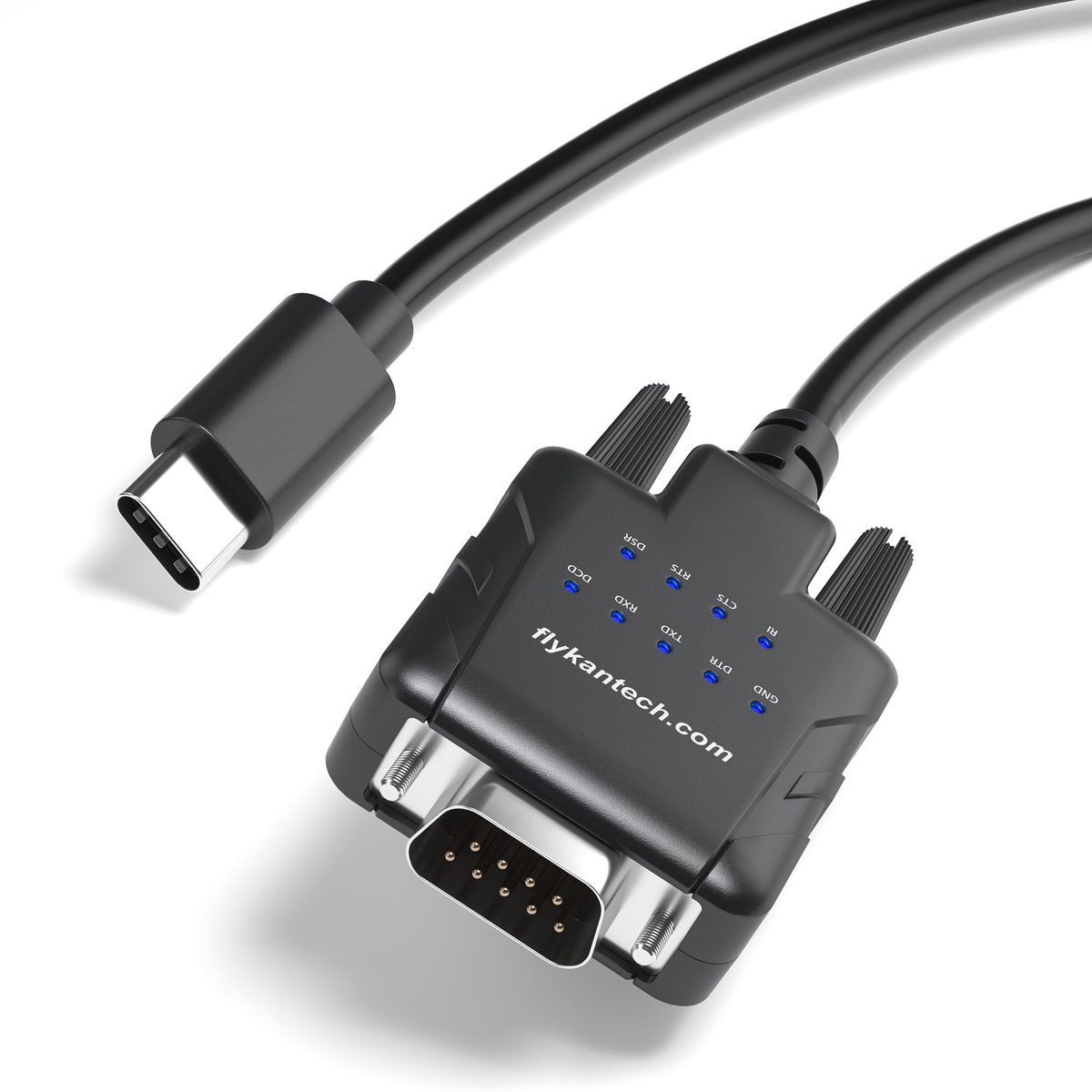 USB232A-E-C USB-C to Serial Adapter w/ 9 Data Monitoring LEDs